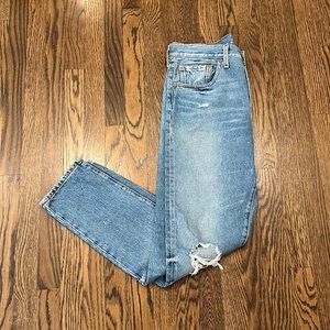 Levi’s 501 High Rise Distressed Denim Jeans. Size 30. 30” inseam. 100% cotton